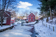 Chelmsfords Red Grist Mill in Winter Photograph by Jeff Folger