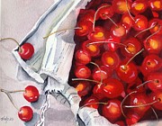Cherries in Cloth Painting by Vicki B Littell
