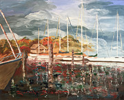 Reflections at Cherry Point Marina in Autumn Oil Painting  Painting by Catherine Ludwig Donleycott