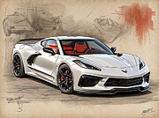 Chev Corvette C8 Digital Art by Marc Etherington