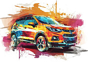 Chevrolet Trax watercolor abstract vehicle Painting by Clark Leffler