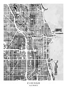 Chicago City Street Map #13 Digital Art by Michael Tompsett Chicago City Street Map #13 Digital Art by Michael Tompsett