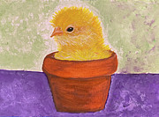 Chick in a Pot Mixed Media by Lisa Neuman