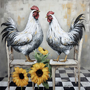 Chickens On The Chairs Painting by Tina LeCour Chickens On The Chairs Painting by Tina LeCour