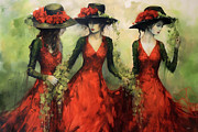 Christmas Cowgirls Painting by Tina LeCour Christmas Cowgirls Painting by Tina LeCour