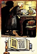 Christmas Day, Caxton and Wynkin de Worde Drawing by Cecil Aldin