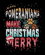 Christmas Dog Pomeranians Make Christmas Merry Drawing by Kanig Designs