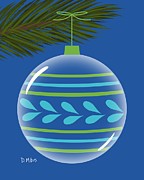 Christmas Ornament Blue and Green Digital Art by Donna Mibus