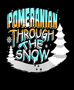 Christmas Pomeranian Through the Snow Dog Lover Drawing by Kanig Designs
