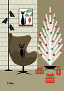 Christmas Room with Black Cat Digital Art by Donna Mibus