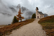 Church in the italian Dolomites in autumn Photograph by Michalakis Ppalis