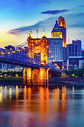 Cincinnati Ohio Skyline and John A. Roebling Bridge at Dusk Photograph by Gregory Ballos Cincinnati Ohio Skyline and John A. Roebling Bridge at Dusk Photograph by Gregory Ballos