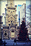 City of Chicago Old Water Tower Christmas Photograph by Frank J Casella