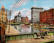 City - Syracuse, NY - Erie Canal at Salina St 1900 Photograph by Mike Savad