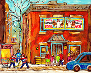 Classic Fairmount Bagel Laneway Hockey Game Montreal Winter Cityscene Carole Spandau Canadian Artist Painting by Carole Spandau Classic Fairmount Bagel Laneway Hockey Game Montreal Winter Cityscene Carole Spandau Canadian Artist Painting by Carole Spandau