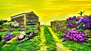 Clear yellow sunset sky in the rural stone shed Pyrography by Marco Sales Photography Clear yellow sunset sky in the rural stone shed Pyrography by Marco Sales Photography