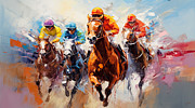 Close Win - Horse Racing Wall Art - Louisville Kentucky Art Painting by Lourry Legarde Close Win - Horse Racing Wall Art - Louisville Kentucky Art Painting by Lourry Legarde
