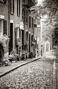 Cobblestone Road Along Acorn Street At Beacon Hill - Classic Sepia Edition Photograph by Gregory Ballos Cobblestone Road Along Acorn Street At Beacon Hill - Classic Sepia Edition Photograph by Gregory Ballos