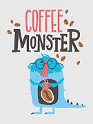Coffee Monster Office Gift Funny Quote Dad Gag Joke Digital Art by Jeff Creation