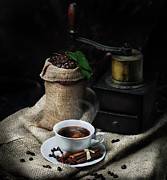 Coffee. Still life with vintage coffee mill and coffee cup Photograph by Jelena Jovanovic