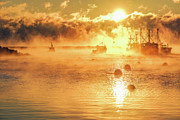 Cold Harbors, Fishing Boats In The Sea Smoke. Photograph by Jeff Sinon Cold Harbors, Fishing Boats In The Sea Smoke. Photograph by Jeff Sinon
