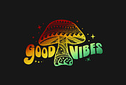 Colorful Boho Good Vibes Mushroom Digital Art by Laura Ostrowski