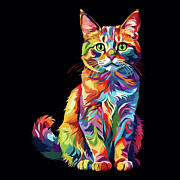 Colorful Cat Cool Kitten  Digital Art by Tina Lavoie