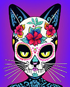Colorful Cat Sugar Skull Digital Art by Mark Tisdale