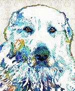 Colorful Great Pyrenees Dog Art - Sharon Cummings Painting by Sharon Cummings