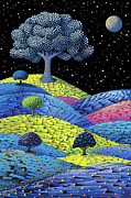 Colorful Landscape at Night with Trees Digital Art by Matthias Hauser