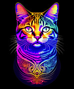 Colorful Psychedelic Cat Digital Art by Flippin Sweet Gear