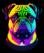 Colorful Rainbow Pug Digital Art by Flippin Sweet Gear