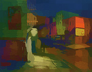 Colorful Urban Abstract-Street Corner After Dark Mixed Media by Shelli Fitzpatrick Colorful Urban Abstract-Street Corner After Dark Mixed Media by Shelli Fitzpatrick