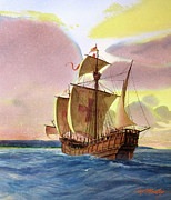 Columbus - Ship Approaching Land Painting by Tom McNeely Columbus - Ship Approaching Land Painting by Tom McNeely