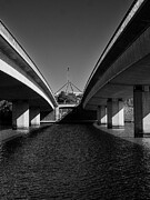 Commonwealth Avenue Bridge and Parliament House, Canberra, Australia bw Photograph by Steven Ralser