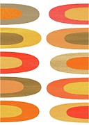 Concentric Oblongs in Warm Colors on White Mixed Media by Donna Mibus