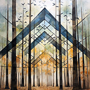 Cool Embrace of Nature - Indigo Modern Art Painting by Lourry Legarde