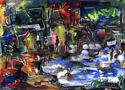 Cooling Off Painting by Eli Kobeli 1932-1999 Cooling Off Painting by Eli Kobeli 1932-1999