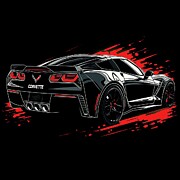 Corvette in Red and Black Painting by Lourry Legarde