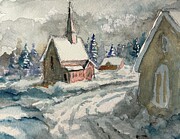 Country Church In The Snow Christmas Painting Painting by Larry Whitler Country Church In The Snow Christmas Painting Painting by Larry Whitler
