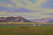 Countryside of Mongolia Painting by Badamjunai Tumendemberel