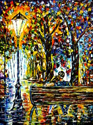 Couple On A Bench Painting by Mirek Kuzniar