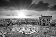 Courtyard of  Jama Masjid Mosque - New Delhi India BW Photograph by Stefano Senise