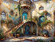 Courtyard With Copper Pots Digital Art by Eris And AI Courtyard With Copper Pots Digital Art by Eris And AI