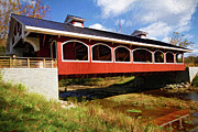 Covered Bridge, red Digital Art by Jerry Dalrymple