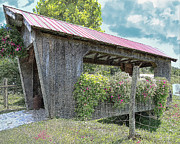 Covered bridge with flowers Photograph by Bentley Davis Covered bridge with flowers Photograph by Bentley Davis