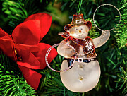 Cowboy Snowman Christmas Ornament with Lasso on Festive Tree Photograph by Brigitte Blanchette Thompson