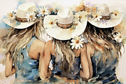 Cowgirls Painting by Tina LeCour Cowgirls Painting by Tina LeCour
