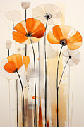 Cream and Burnt Orange Flowers Painting by Lourry Legarde Cream and Burnt Orange Flowers Painting by Lourry Legarde