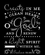 Create In Me A Clean Heart O God Psalms 51 10  Drawing by Noirty Designs